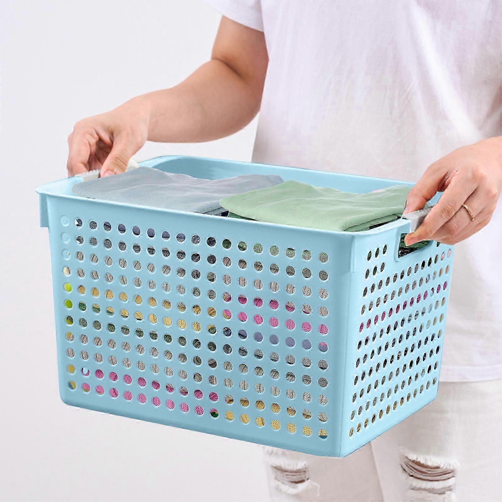 Plastic Laundry Basket - Silver Handle, Foldable, Space Saving, Toy Storage