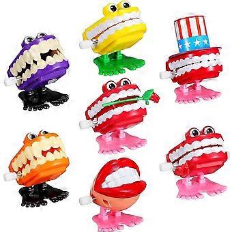 7 Pack Chattering Teeth Wind Up Toys Type A, Chomping Teeth Assortment Novelty Gag Gift