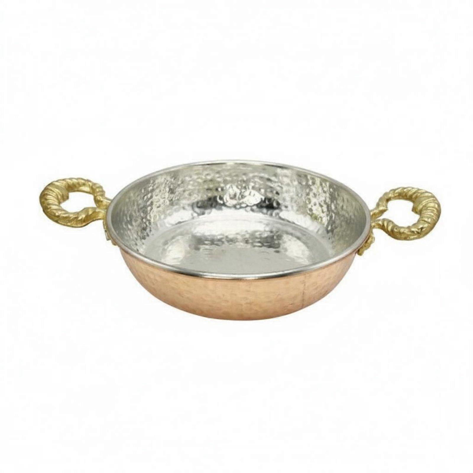 Turkish Copper Pan Authentic Design Hammered Copper Pan Fast Heat Conduction