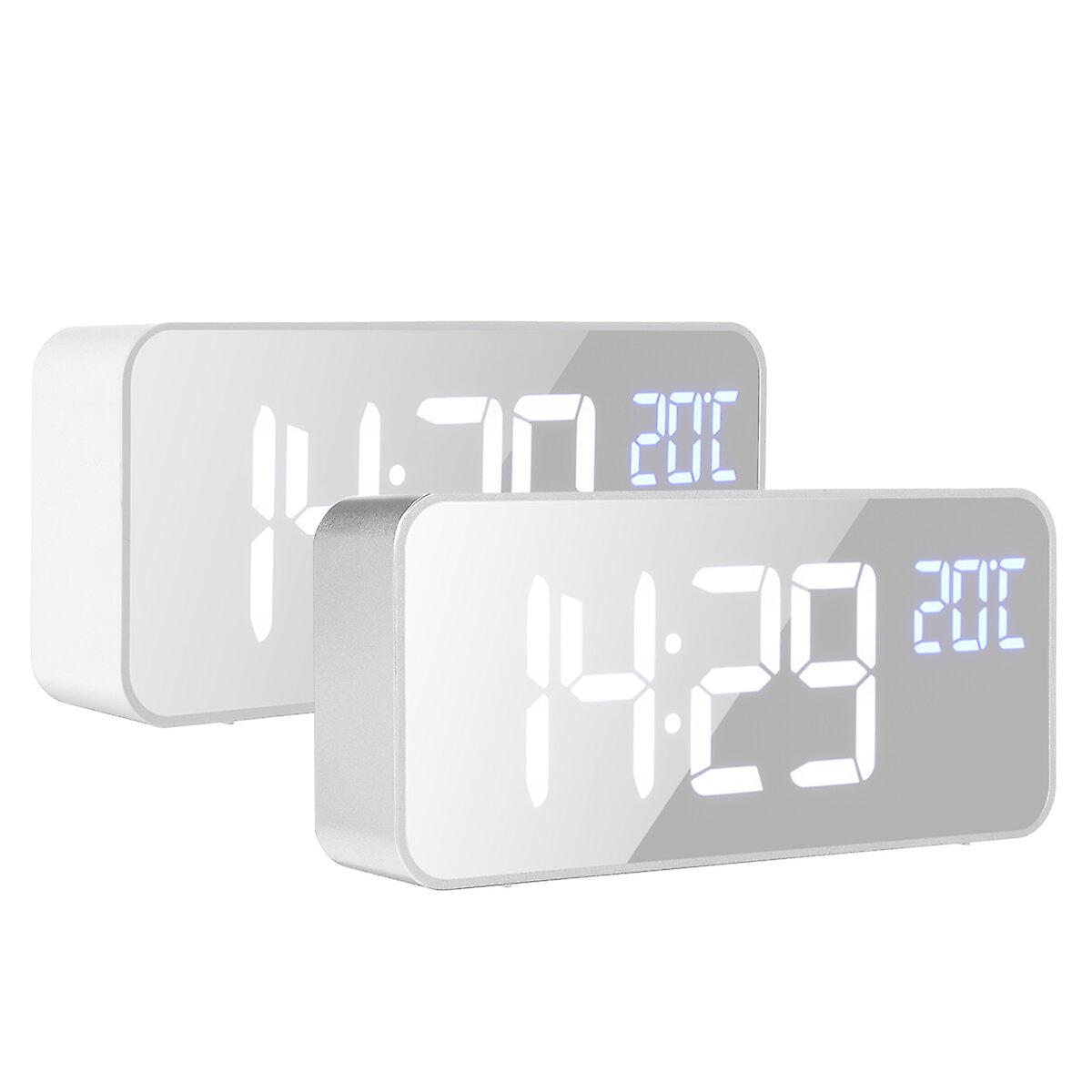 5V 1a Digital Mirror Music Led Clock With Voice Control Two Sets Of Alarm Switches