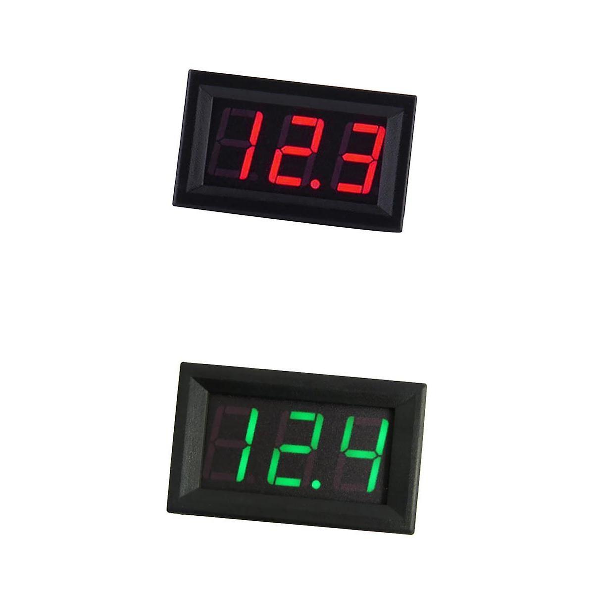 2x 3 Wire Digital Display Volt Voltage Meter Voltmeter Car Motor Green+Red