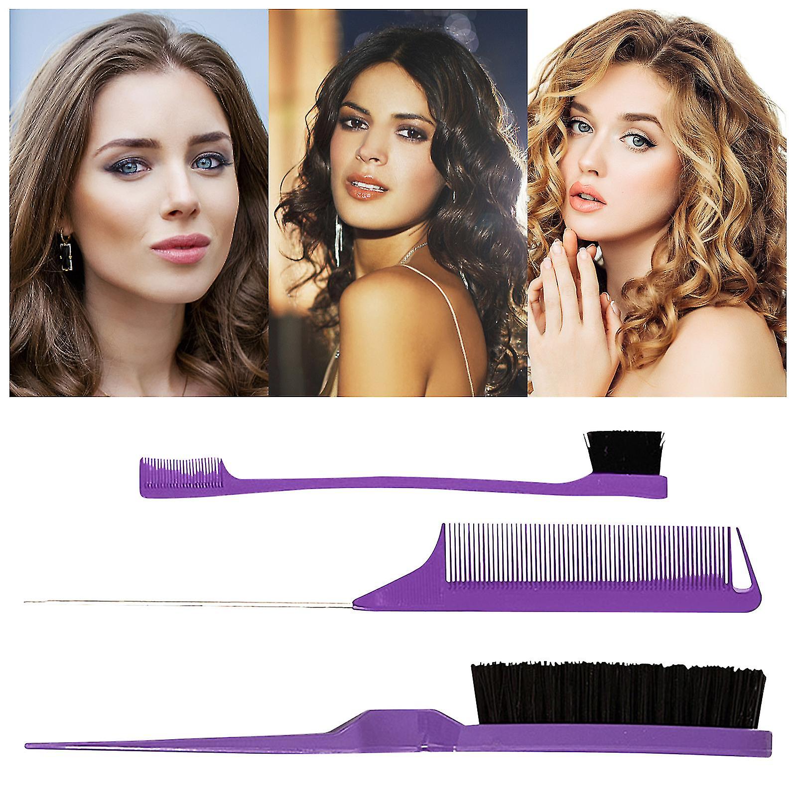 3 pièces Baked Oil Brush Modeling Partition Picking Peign Can Comb Sourcils Multifunctional Brush Noir