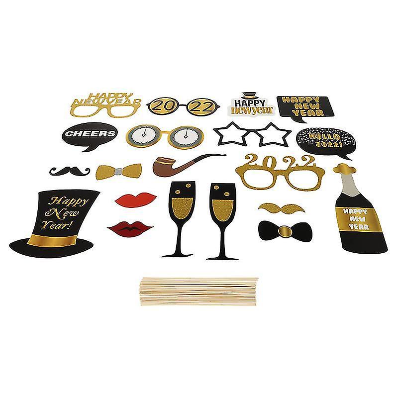 14.5X14cm Assorted Color Party Supply Kits 1 Set New Year's Day 2022 Photo Props Paper New Year Orna