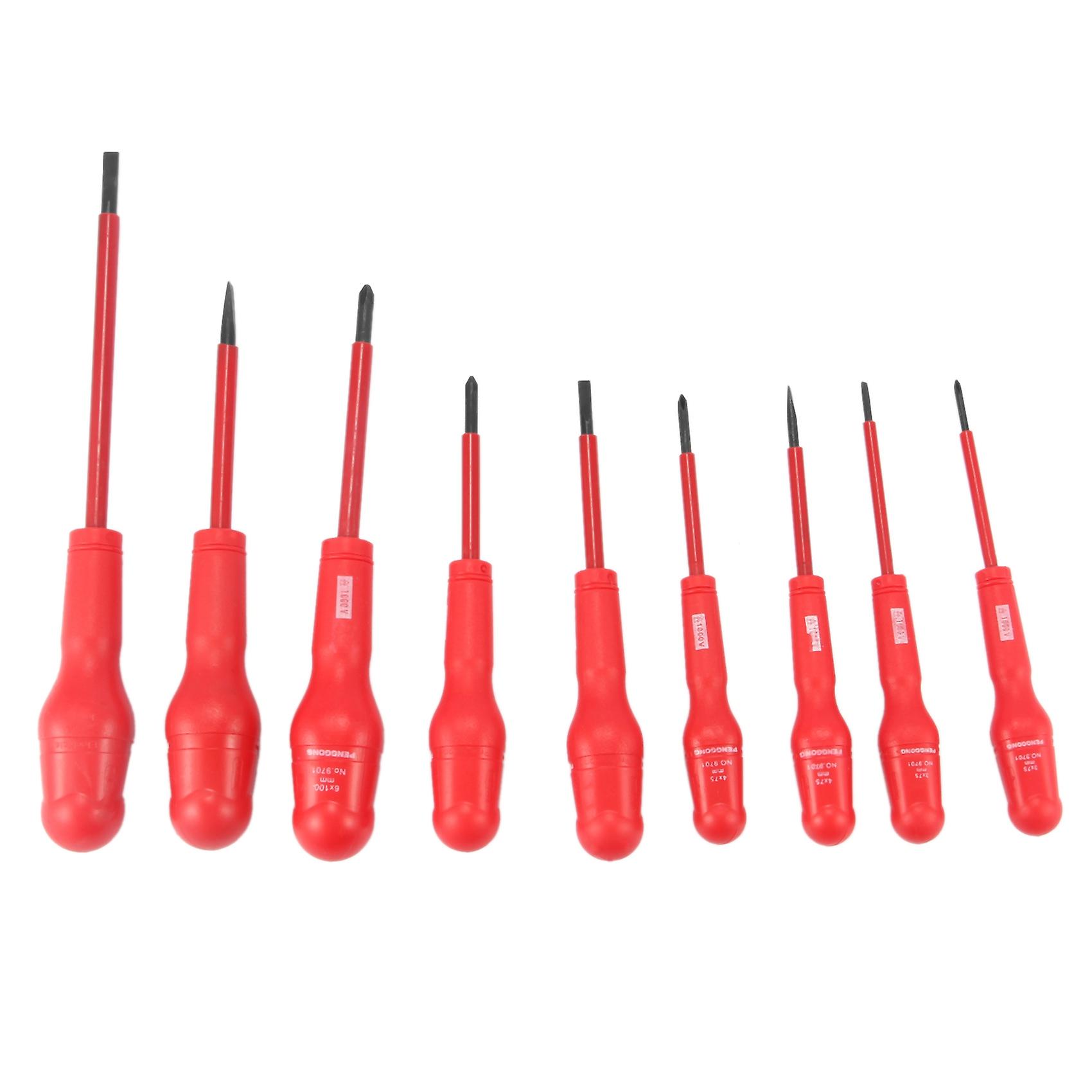 PENGGONG 9 x Insulated Screwdriver Set Electrician Dedicated Magnetic -V High Voltage 1000V Slotted