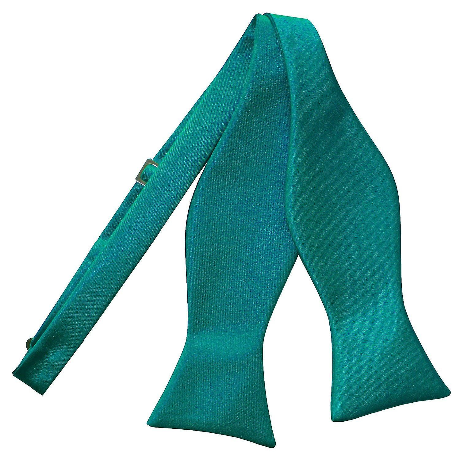 Teal Plain Satin Self-Tie Bow Tie