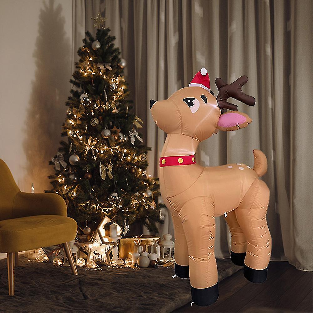 7 Ft Christmas Inflatable Reindeer Outdoor Decoration Blow Up Inflatables With Build-in Leds For Indoor Outdoor Party Yard