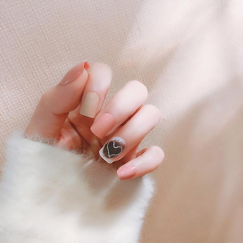 24pcs Ladies Fake Nails Tips DIY Hearted Pattern Pattern False Nails