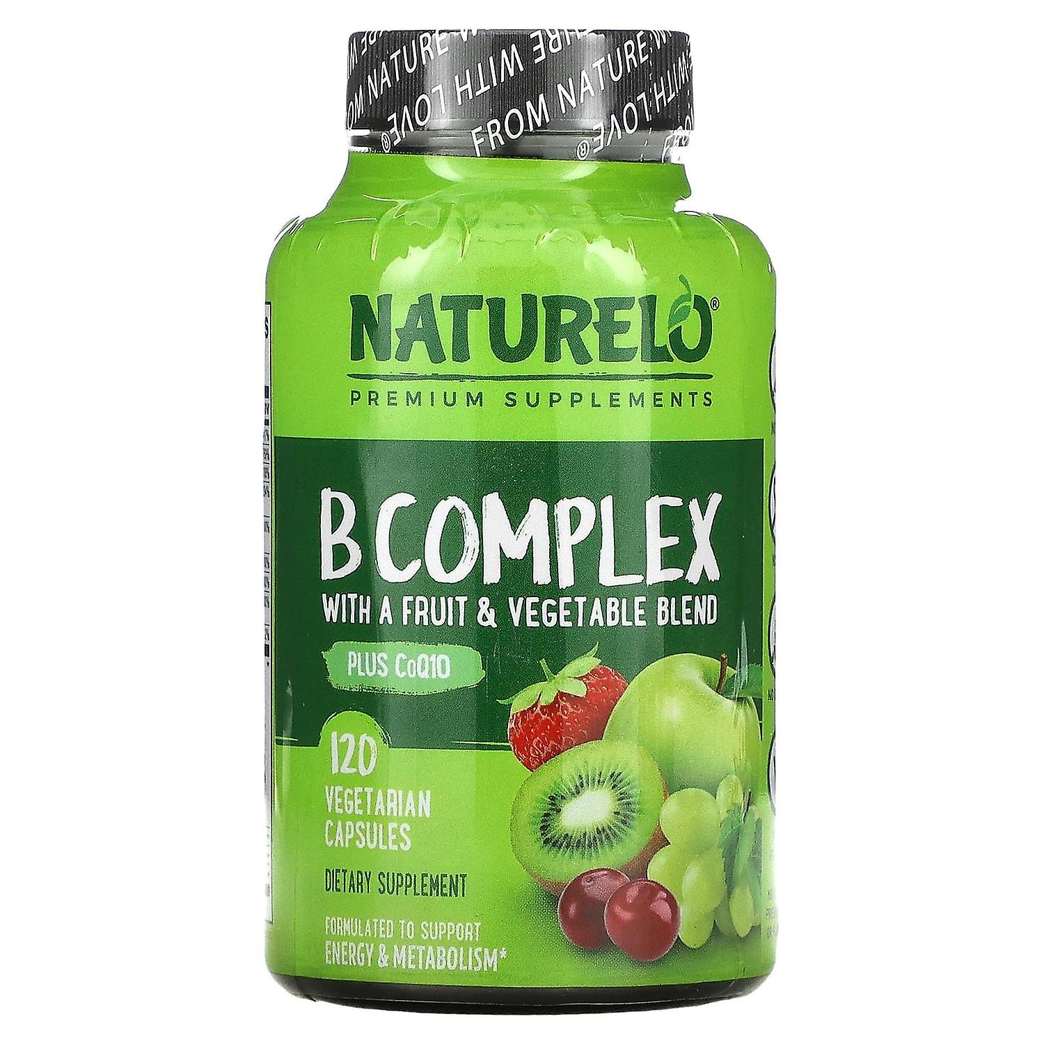 NATURELO, B Complex with a Fruit & Vegetable Blend, Plus CoQ10, 120 Vegetarian Capsules