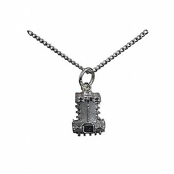 Silver 10x13mm hollow Westminster Abbey Pendant with a curb...