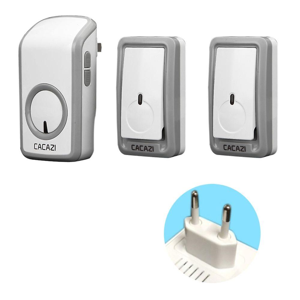 Wireless Battery Doorbell Door Chime Eu Plug 2 Transmitter + 1 Receiver