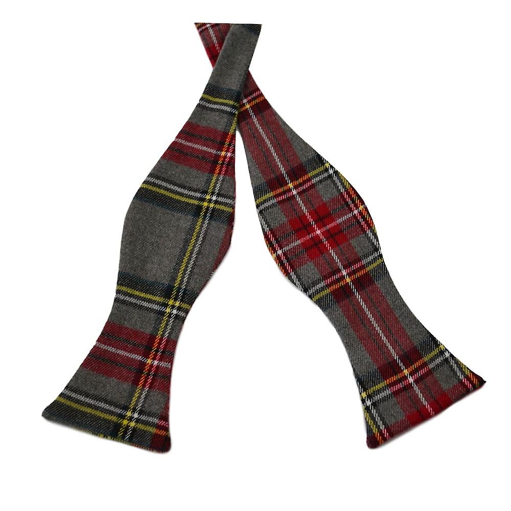 Light Grey Tartan Check Self-Tie Bow Tie