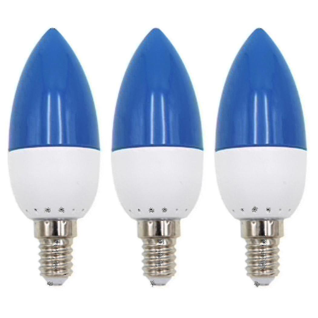 3x E14 Led Color Candle Tip Bulb, Color Candle Light,blue
