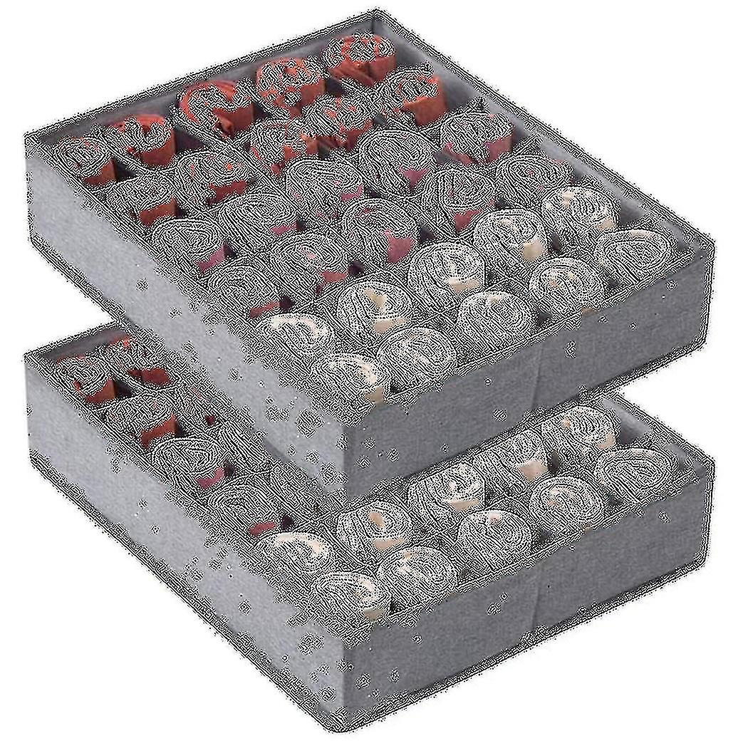 2 Pack Socks Underwear Drawer Organizer With Solid Bottom, 30 Cells Cabinet Closet Storage Boxes Di