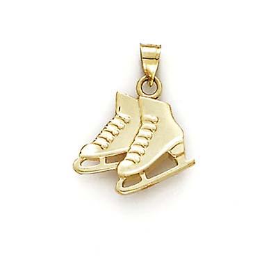 Or jaune 14k patins à glace pendentif collier-pendentif pour femmes - 1,0 grammes