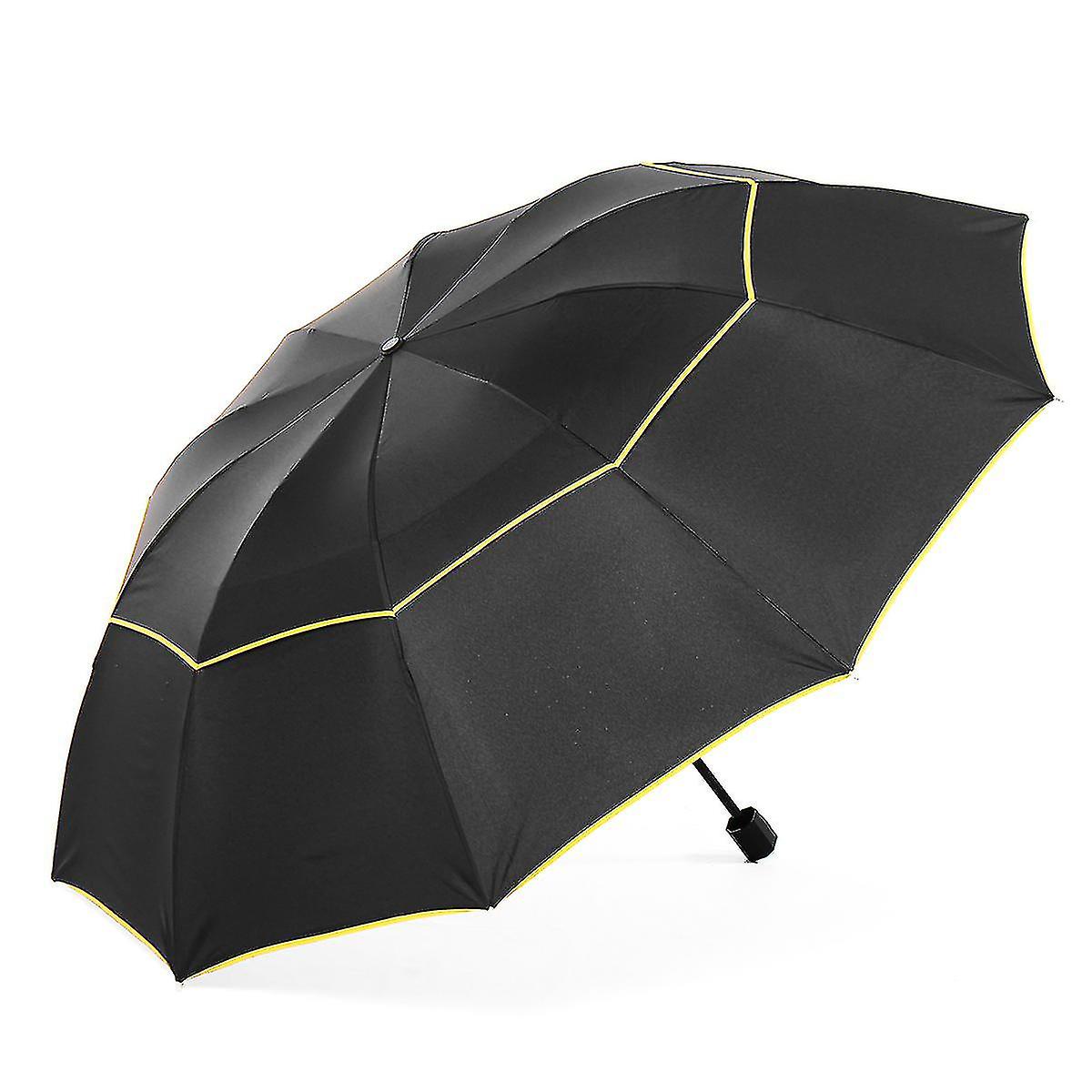 62'' Large Double Rain Sunny Golf Windbuster Three Folding Umbre Set