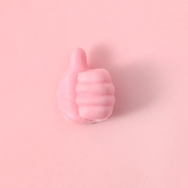 Creative Thumbs Up Shaped Fun Usb Cable Rack Wall Hook Clip Pink)
