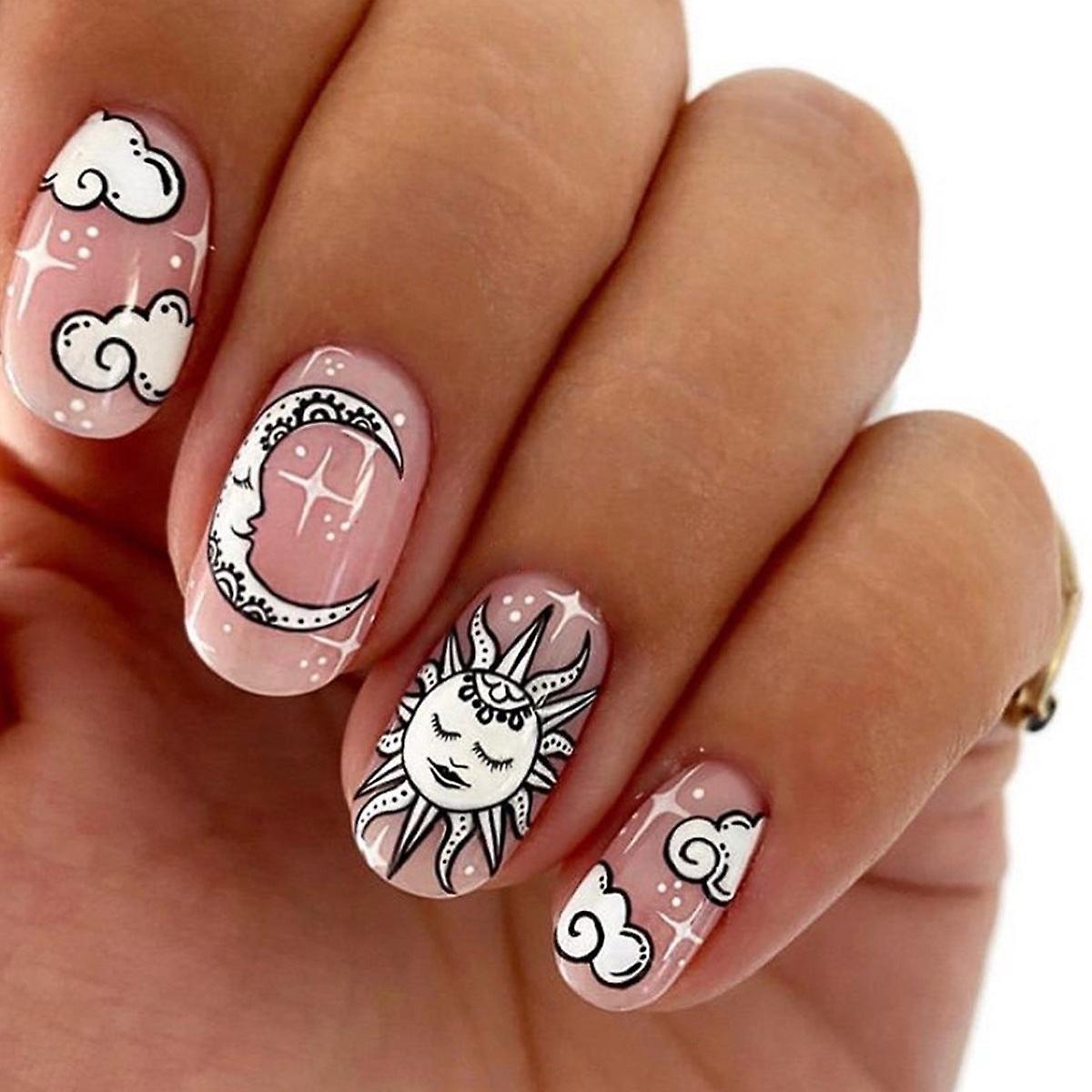 False Nail Tips Fake Artificial Art DIY Finger Cover Nude Fantasy Sun Type Pink Finished Product