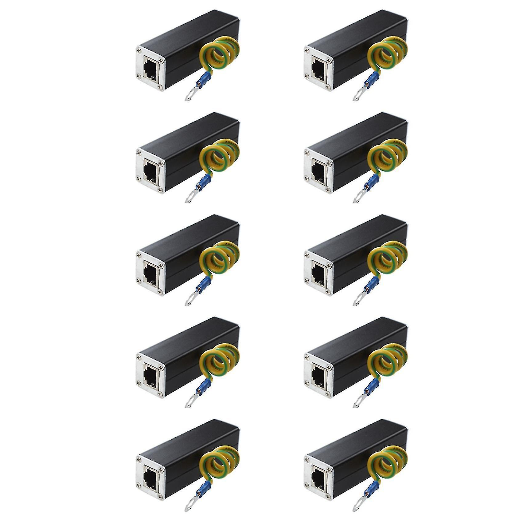 10x Rj45 Plug Ethernet Network Surge Protector Thunder Arrester 100mhz