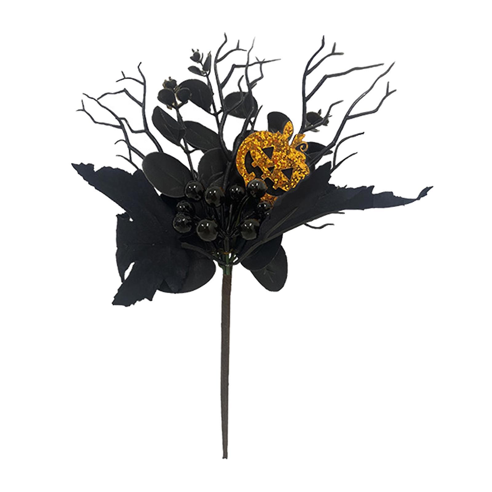 Artificial Maple Leaf Branch Long Stem Ornament for DIY Craft Holiday Garden Style A