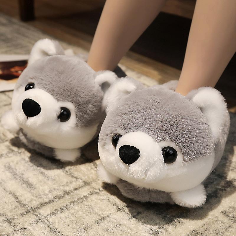 Rabbit/Hamster/Dog Shaped Plush Slippers Creative Wrapping Fuzzy Warm Lined Winter Drag Shoes for