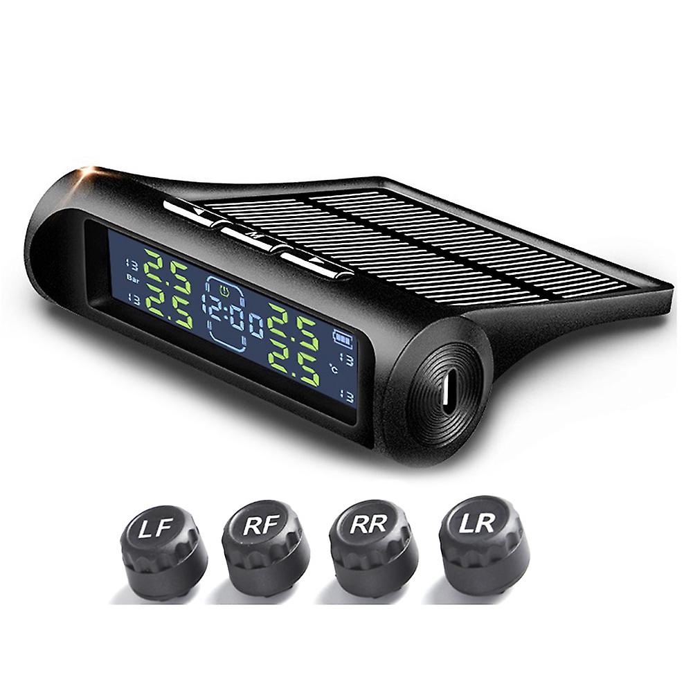 An-01D LCD bil solenergi tpms klokke auto dekktrykk temperatur overvåkingssystem
