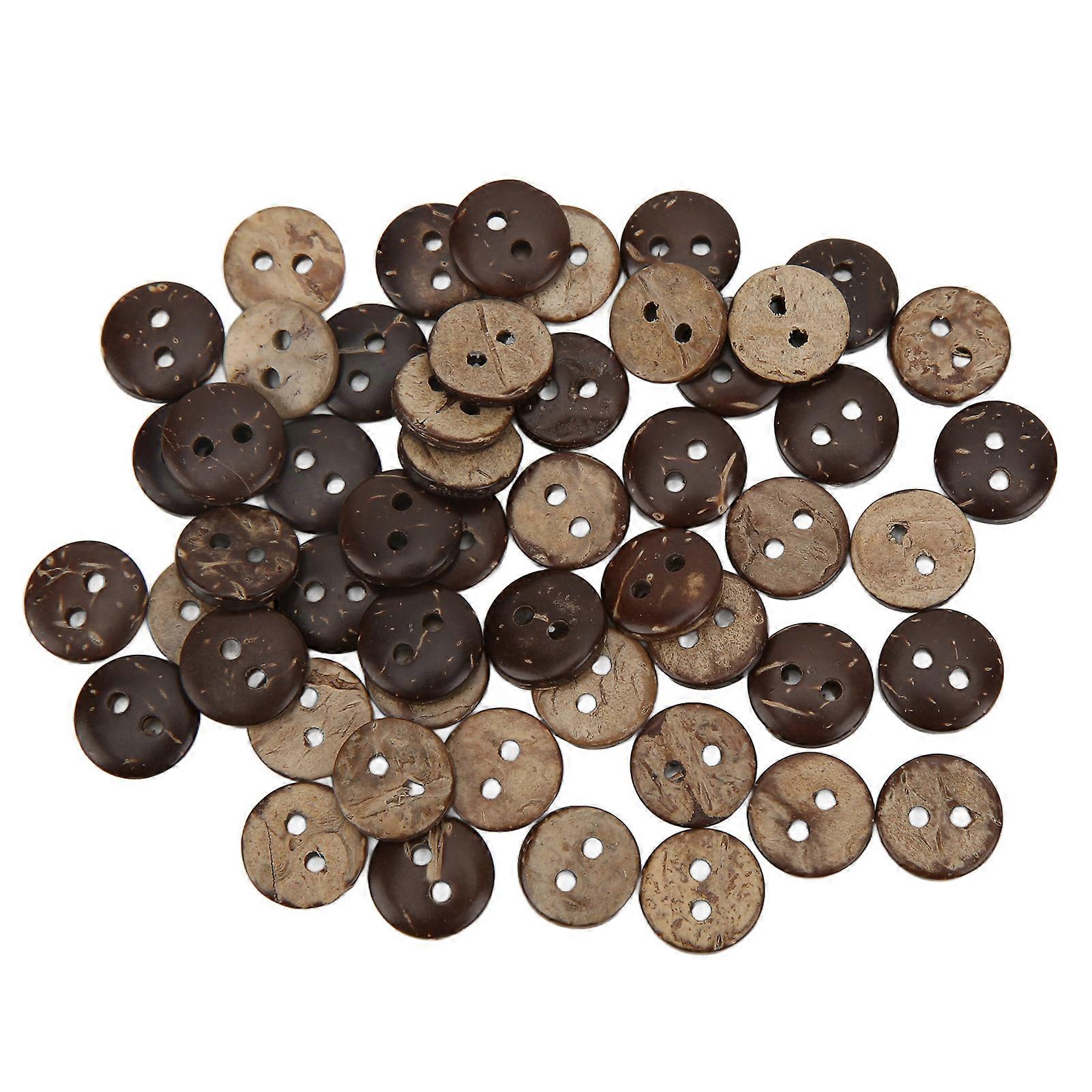 200 Pcs Thick 2-Hole Brown Coconut Shell Buttons for Sewing