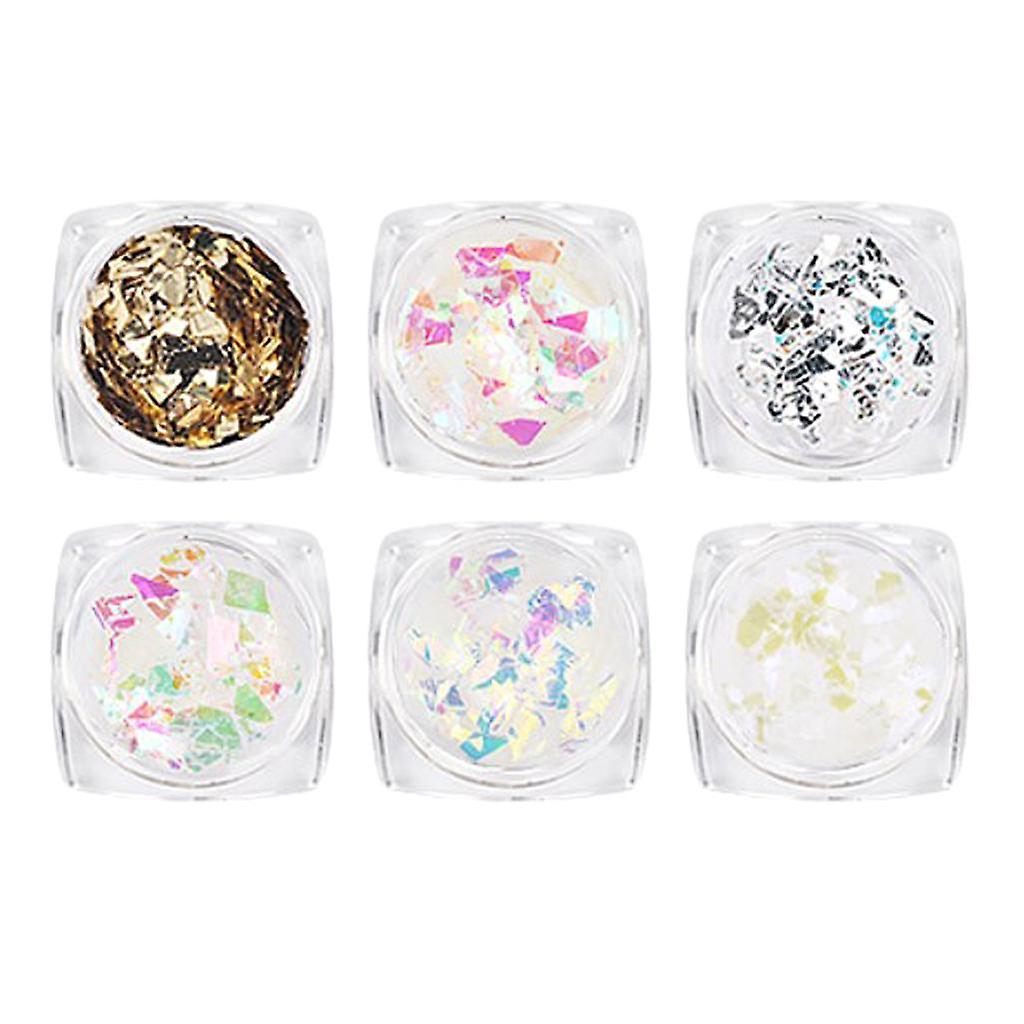 18 Jars Candy Paper Iridescence Sequins Metallic Luster Bright Nail Stickers