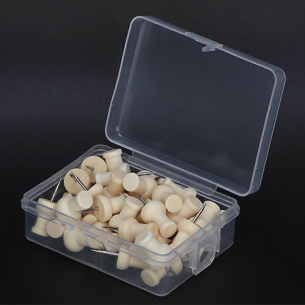 Practical Durable Delicate Wooden Pushpin Cute Style In High Quality (40pcs, I pushpin)
