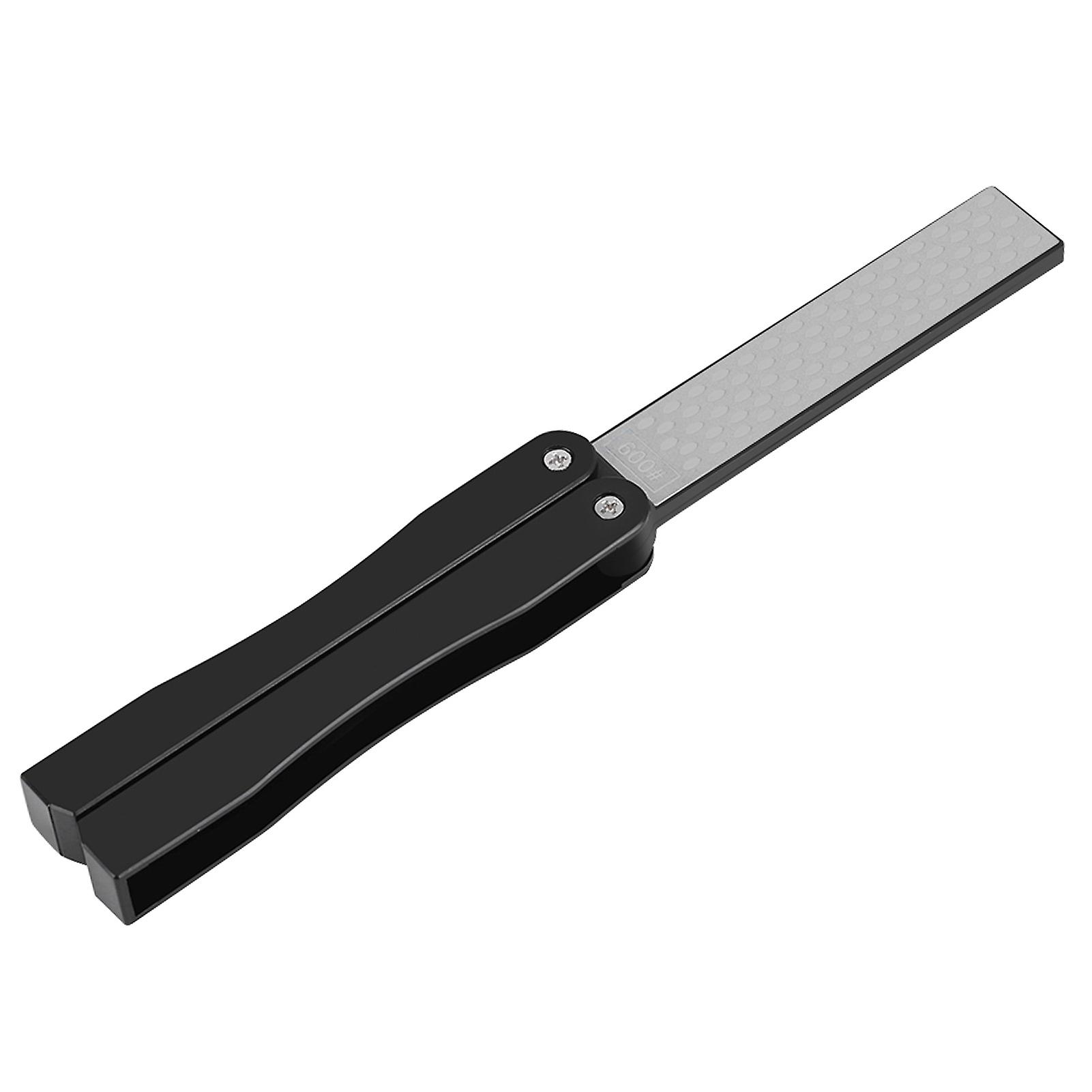 Outdoor Camping Folding Double Sided 400/600# Sharpener Stone Whetstone Sharpening Tool (Black)