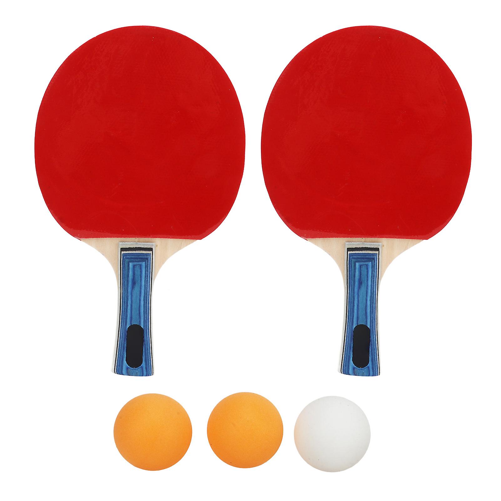 Beginner Table Tennis Set with Poplar Handle, Rubber Paddles, and 3 ABS Balls