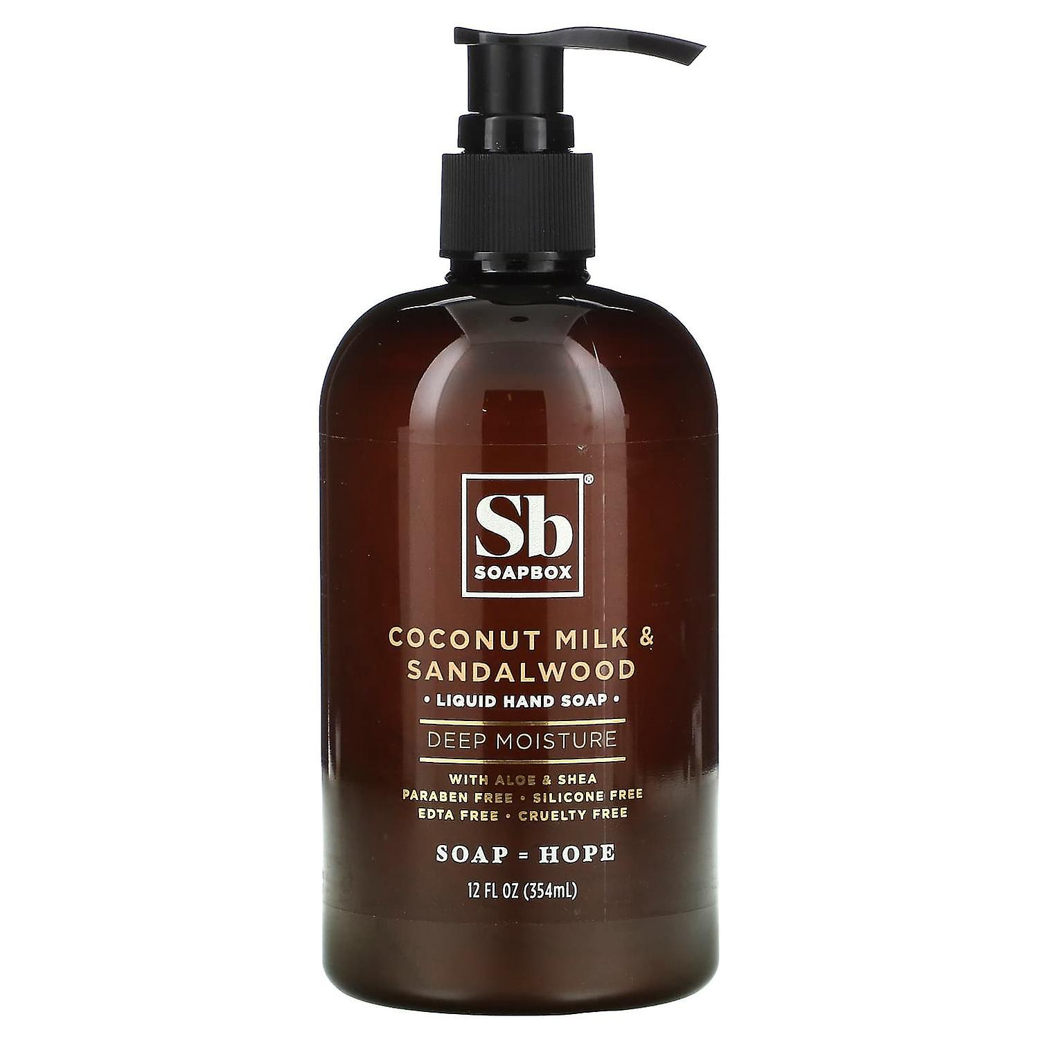 Soapbox, Jabón líquido para manos con aloe y karité, leche de coco y sándalo, 12 fl oz (354 ml)