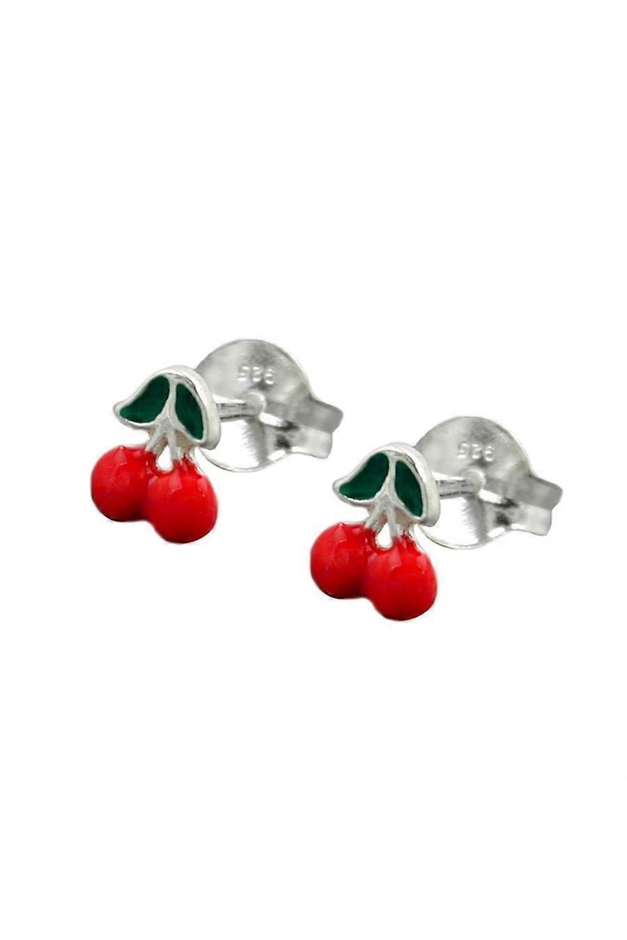 Stud Earrings Red Cherries Silver 925 - Gl91448