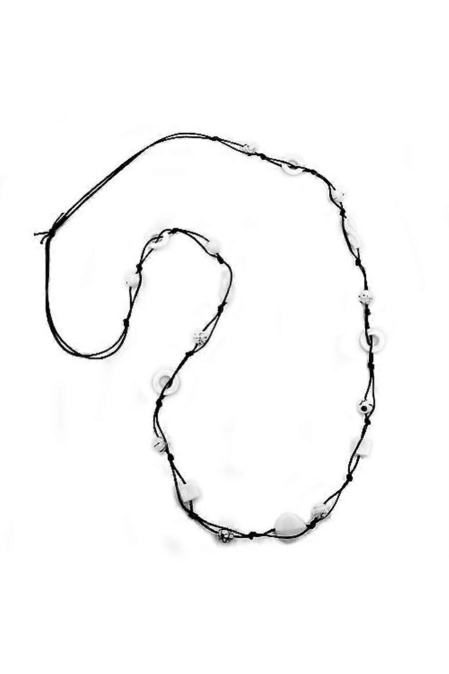 Necklace Bead Chain White & Black 100cm - Gl02194
