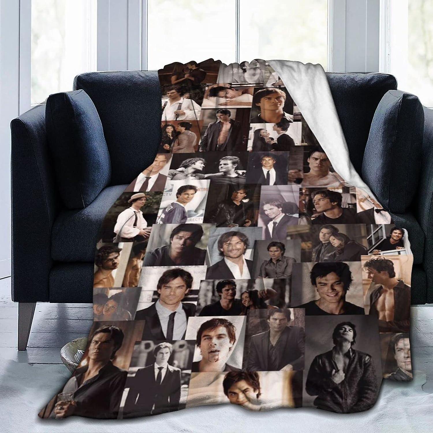Ian Moke Somer-Halder Flannel Blanket Bedding Fleece Blanket Soft Thow Blankets Air Conditioning Blanket For Sofa Couch Living Room a1685