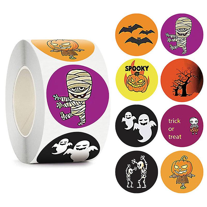 2X 500pcs 8 Pattern Skull Bat Ghost Halloween Stickers Candy Gift Adhesive Label