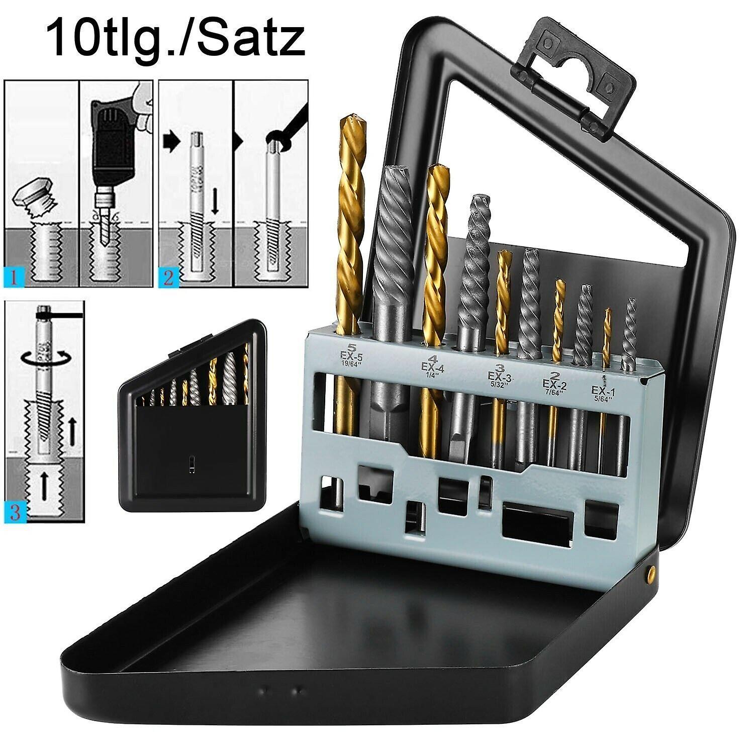 10-piece drill left-hand extractor screw remover extractor set screw extractor