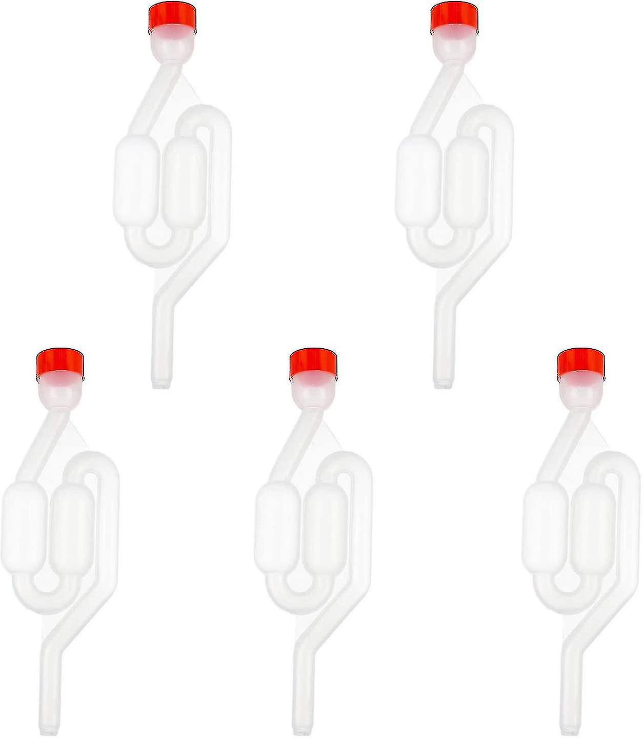 Fermentation Bung, Plastic Gardener Tubes With Lid, Airlock Bubbler Home Wine Brewing Kit Fermentation Airlock 5 Piece Bubbler For Fermentation