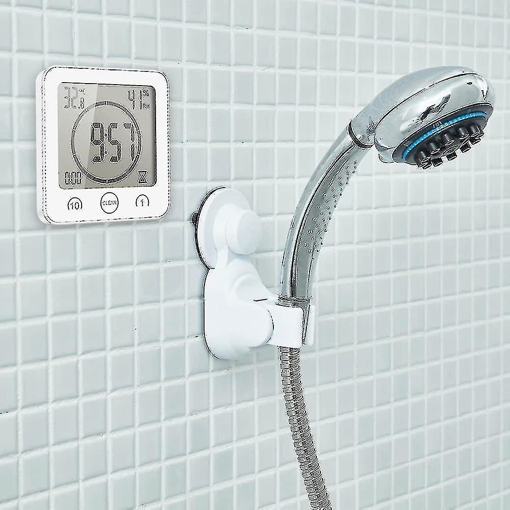 Badeværelsesur, Lcd digital alarm med vandtæt berøringsbrusur, temperaturfugtighed, nedtællingstimer, 3 monteringsmetoder, batteridrevet (med