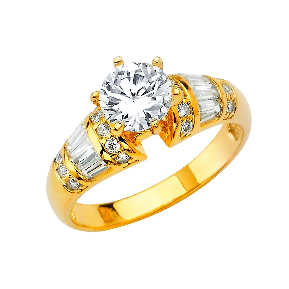 14k Yellow Gold Cubic Zirconia Engagement Ring7-Engagement-Ring for Women