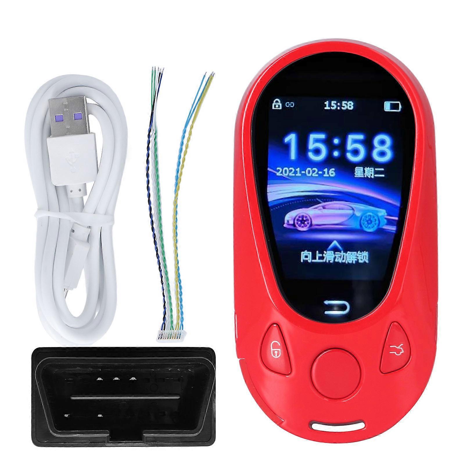 Smart LCD Touch Screen Car Keys Keyless Entry Universal Remote Key for Start and Stop Engine Button Car Models Red