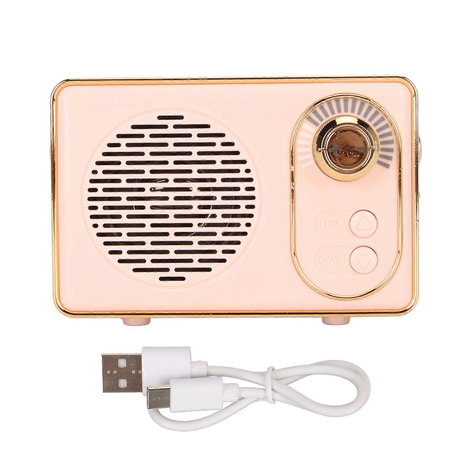 ريترو بلوتوث 5.0 مكبر صوت خمر مصغرة بلوتوث مكبر صوت بطاقة ذاكرة AUX USB مشغل MP3 قابل لإعادة الشحن لحفلة التخييم هدية وردي