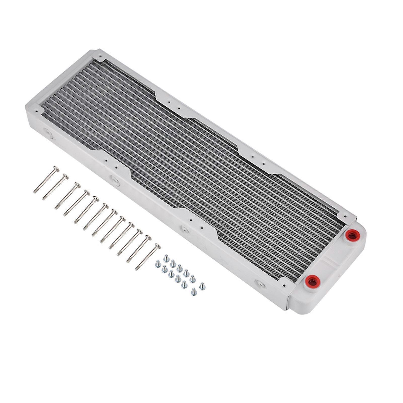 Dissipatore di calore in alluminio per computer, raffreddamento ad acqua, scambiatore di calore a liquido, bianco (360 mm)