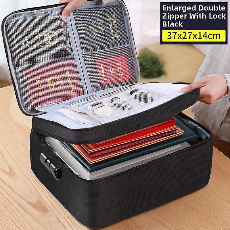 Document Storage Bag Organizer File Folder Passport Holder With Lock Briefcase Essential Oil Privacy Case Travel Handbag