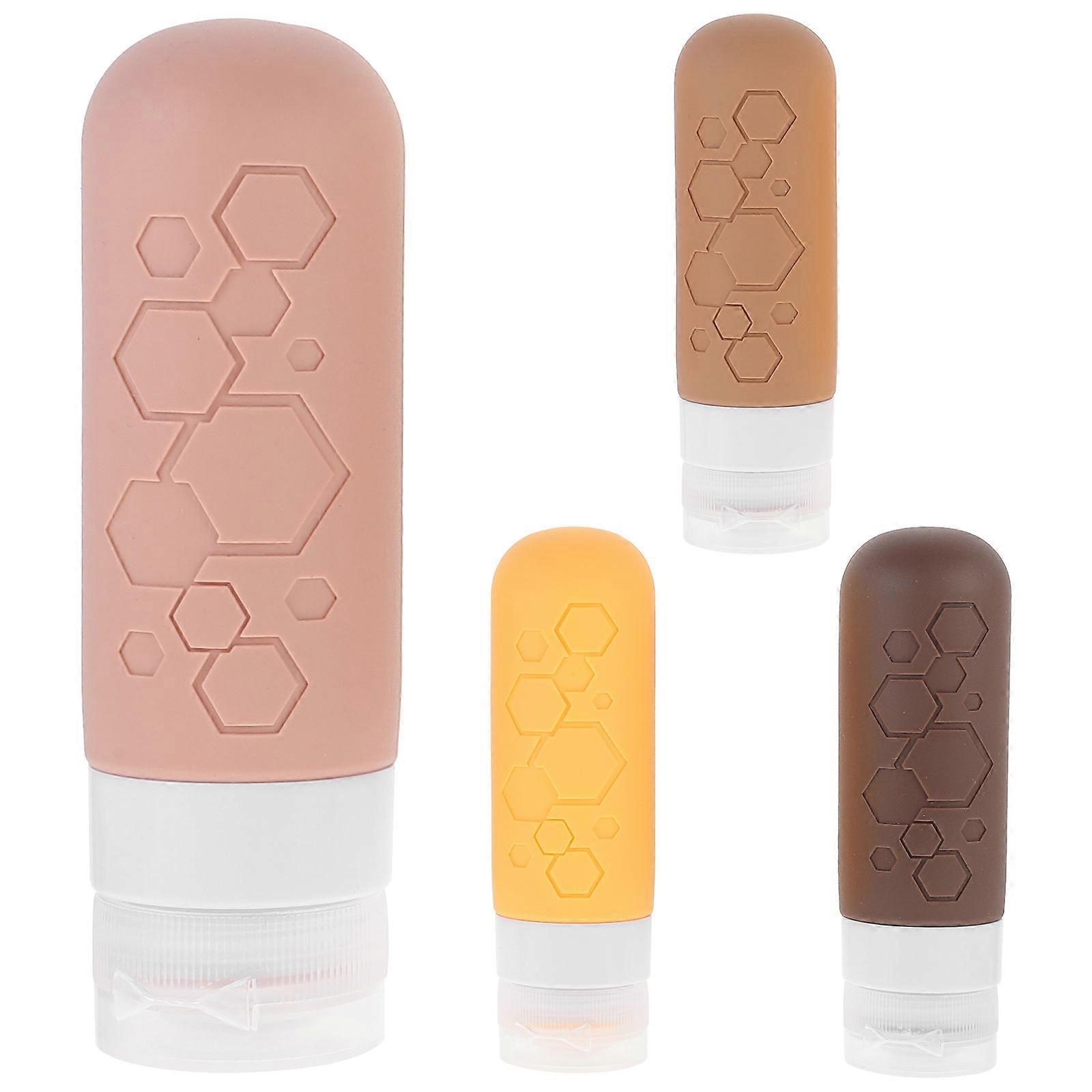 4pcs Travel Size Bottles Empty Toiletries Bottles Refillable Bottles Shampoo Lotion Bottles with Storage Bag(90ml)