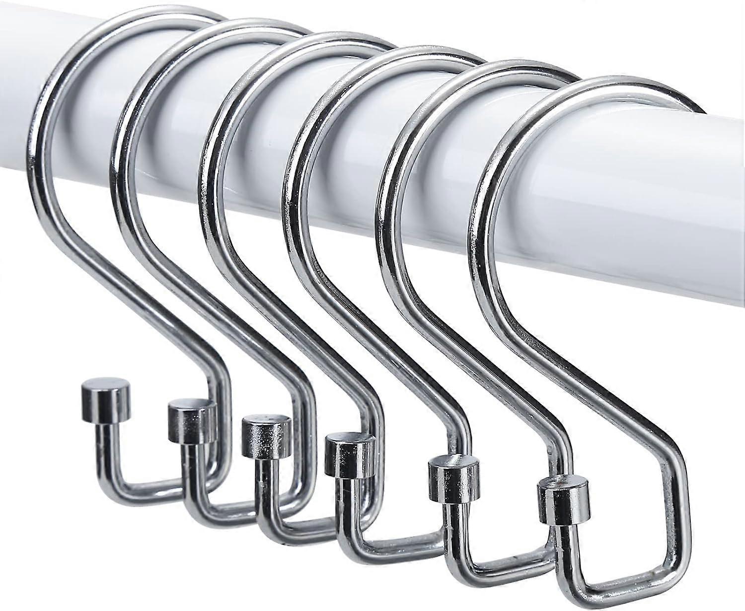 Shower Curtain Hooks, 12 Pcs S Shape Shower Curtain Rings, Rustproof Black Shower Curtain Rings, Multi-Functional Shower Hooks for Shower Curtain, Kit