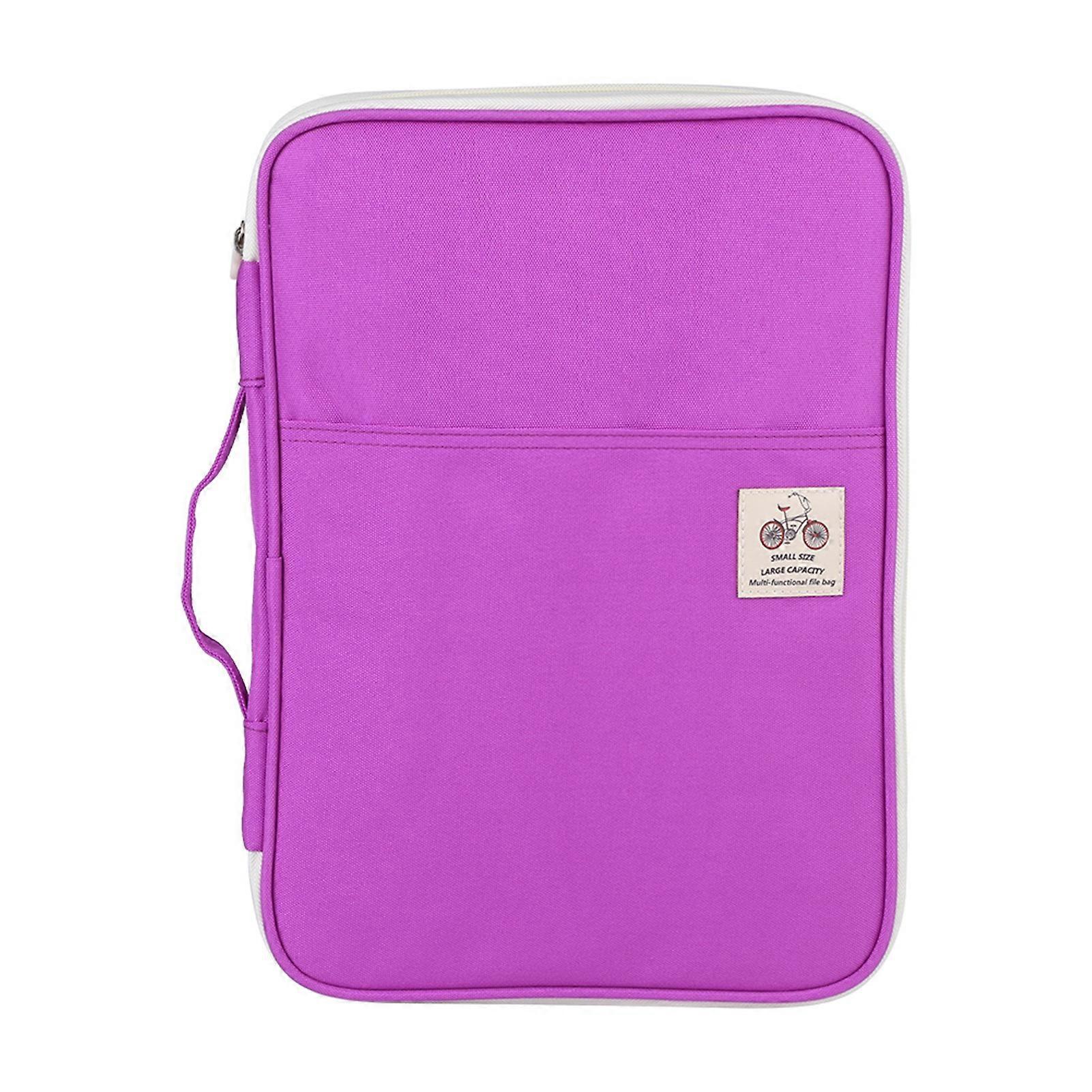 A4 Document Bag File Folder Portfolio Organizer Computer Notebook Zippered Case (Purple) YEMAA
