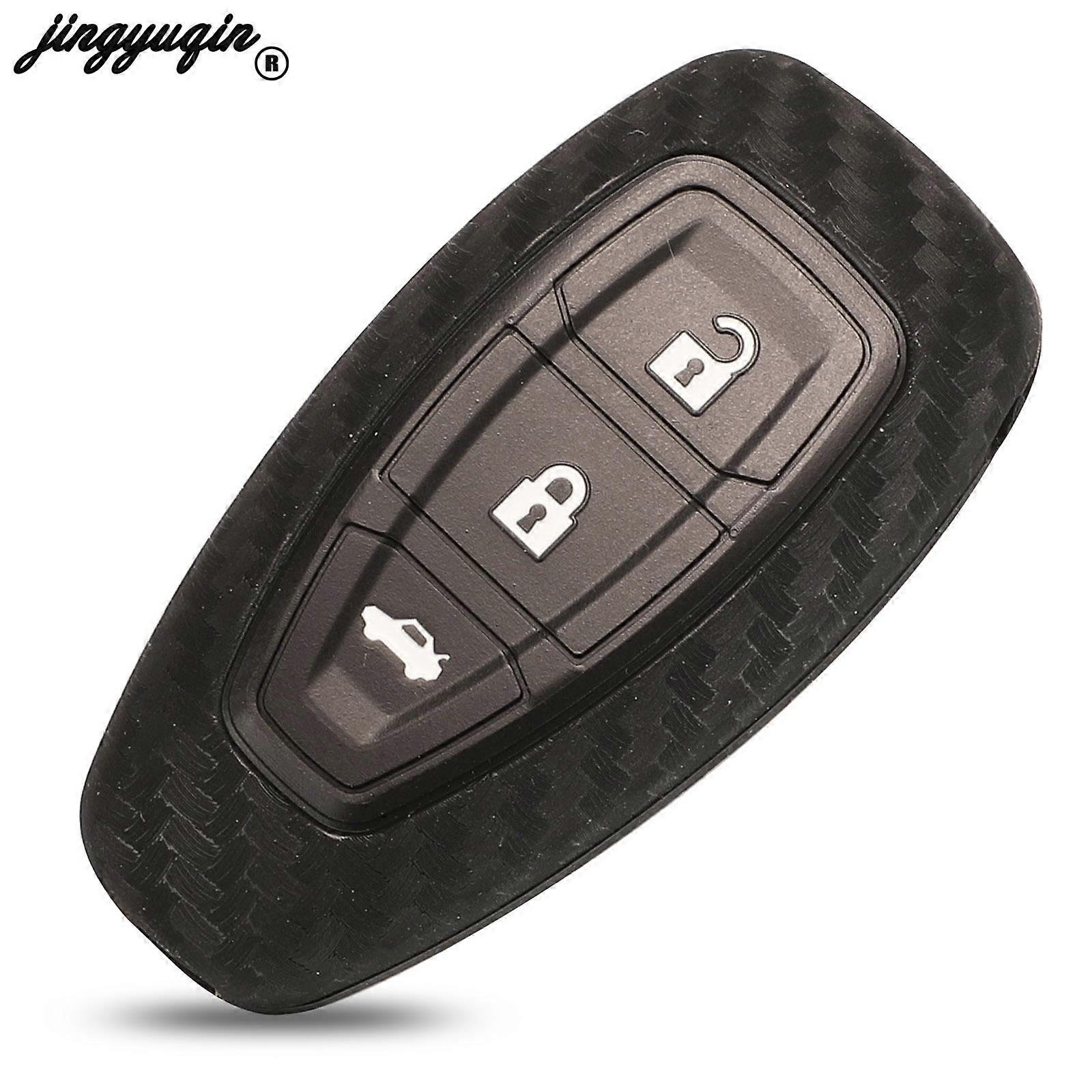 jingyuqin 2/3/4 Buttons Carbon Fiber Silicone Remote Car Key Case Cover For Ford Focus C-Max Mondeo Kuga Fiesta B-Max JOHX