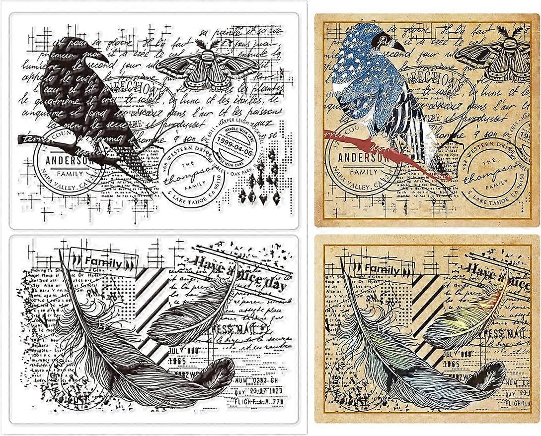 1Sheet Vintage Crow Clear Silicone Stamps