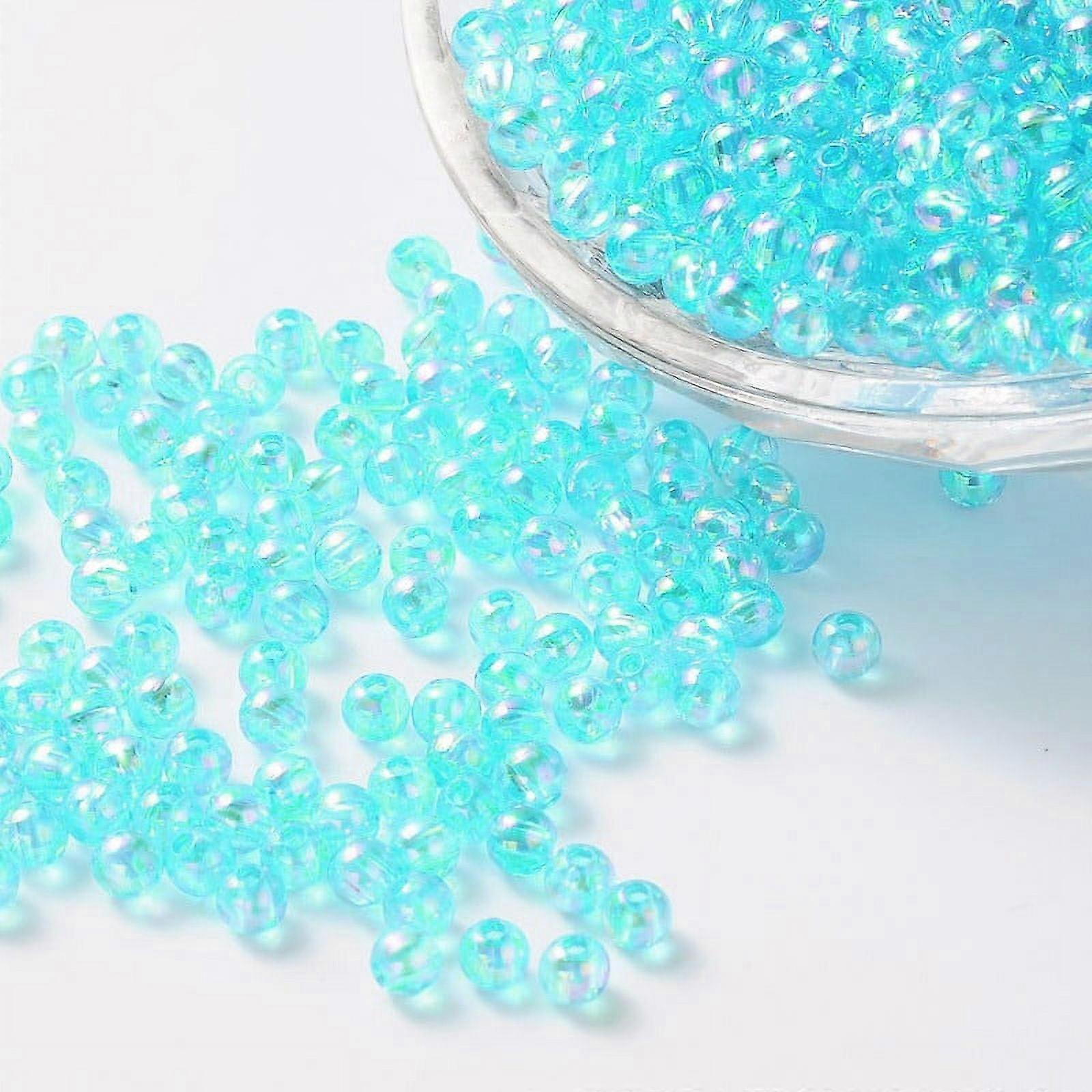 Eco-Friendly Transparent Acrylic Beads Round AB Color Cyan 8mm Hole: 1.5mm about 2000pcs/500g