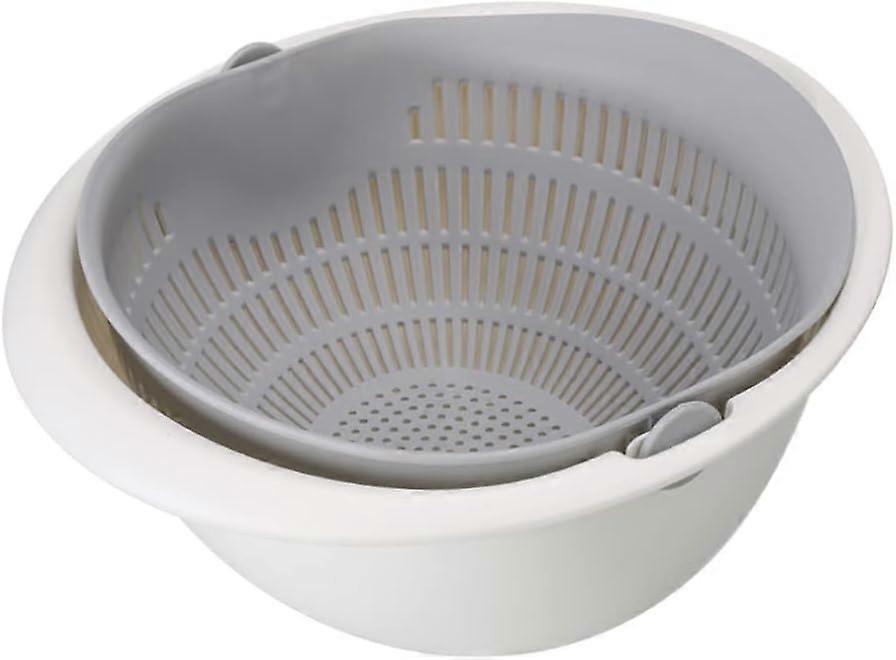 Multifunctional drain basin plastic filter basket drain basin drain basket bowl kitchen water filter rotary drainer double layer basin vegetable and f